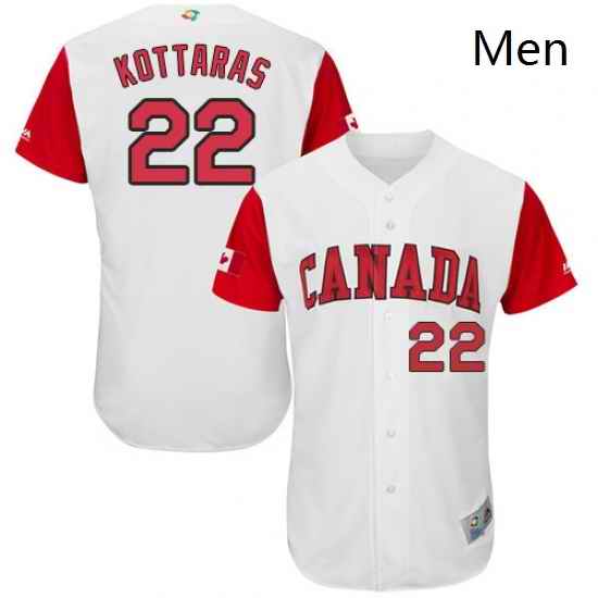 Mens Canada Baseball Majestic 22 George Kottaras White 2017 World Baseball Classic Authentic Team Jersey